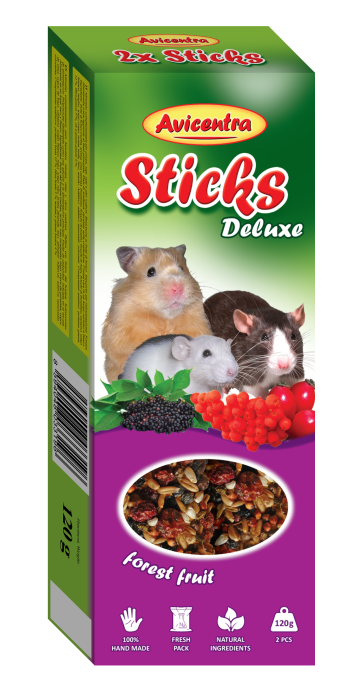 Tyčinky deluxe s lesním ovocem pro křečky, potkany a myši